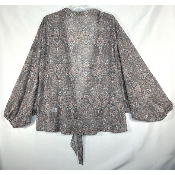 And The Why Kimono Size 2X Paisley Open Front Long Sleeve Sheer - Picture 6 of 8